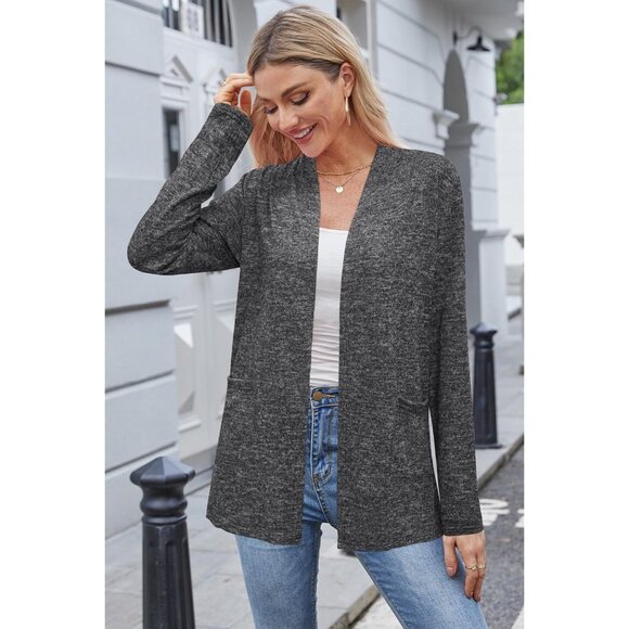 Womens Cardigan Sweater Long Sleeve Pockets Casual Office Fall Lightweigh - Picture 2 of 5